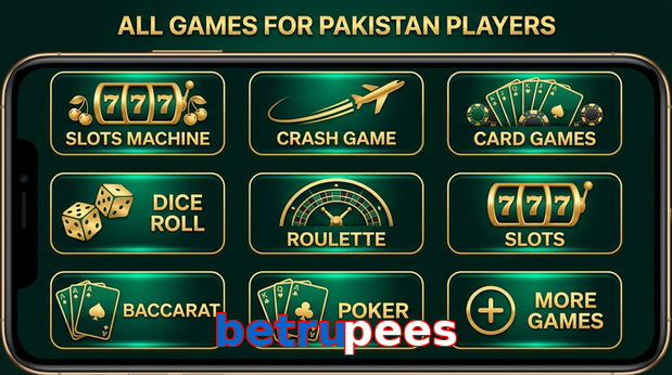 Main screen of Betrupees games page for PK players